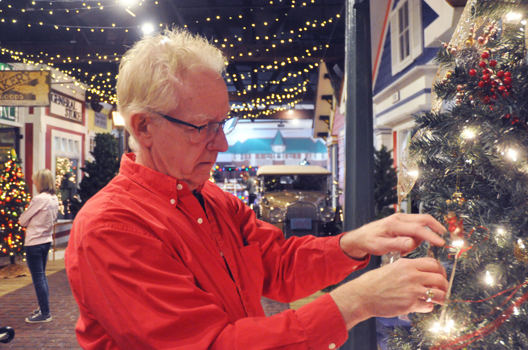 Brent Colman of the Baker House said decorating a Christmas tree helped him get into the holiday spirit